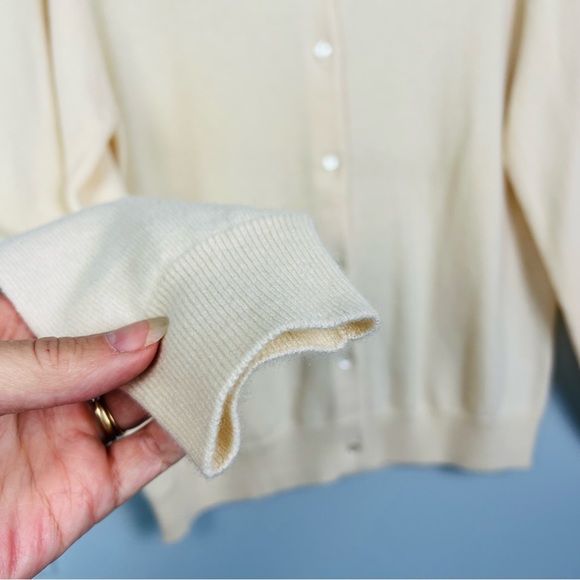 100% Cashmere Cardigan Sweater in Cream by TSE Cashmere - Picture 5 of 11